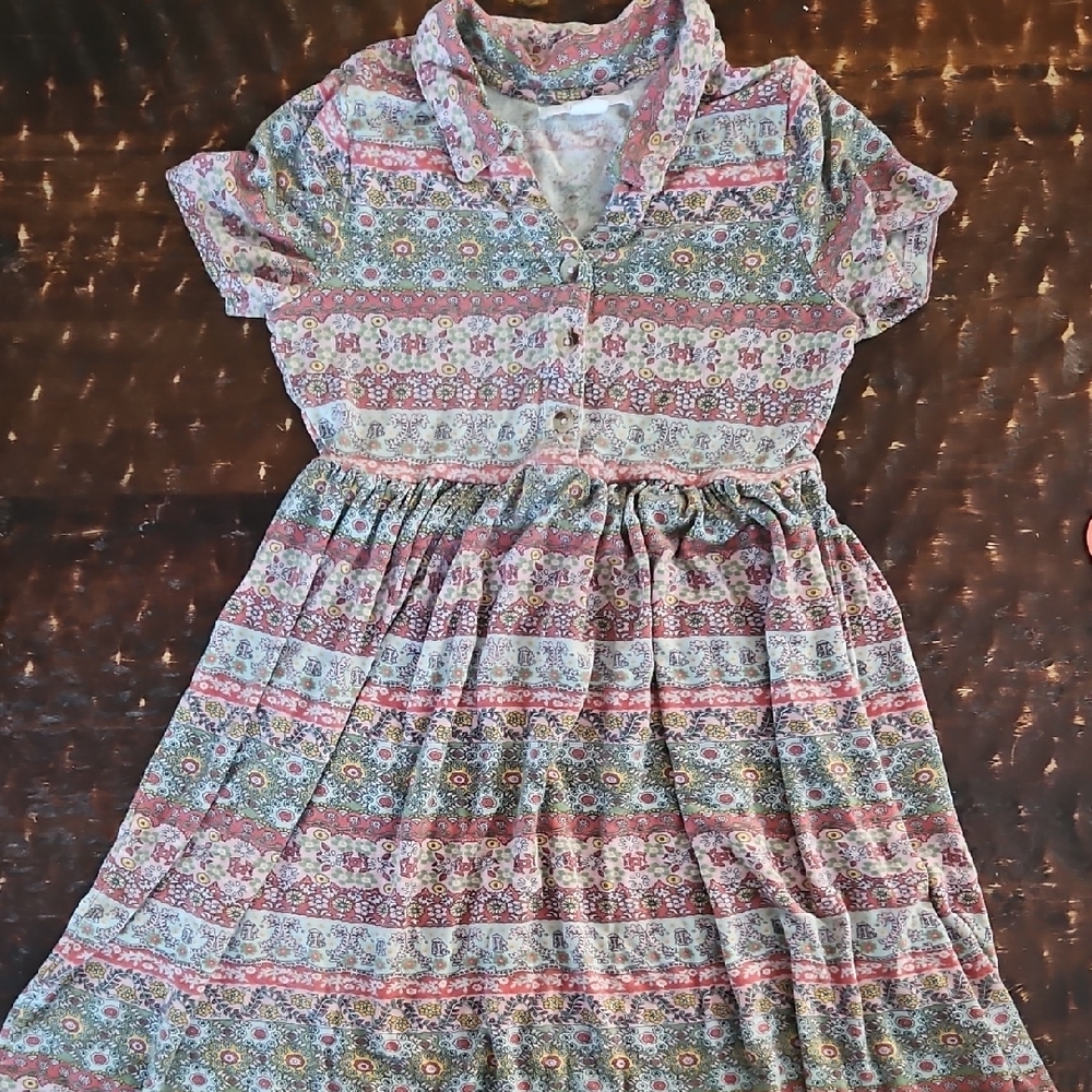 O'Neill Pink and Green Sundress Girls Size Small